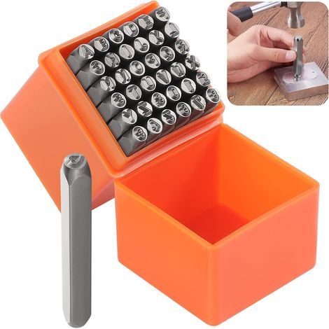 Juego de 37 punzones metálicos, letras de 3 mm, para metal, joyería, cuero, madera, perforación/taladrado DIY. (1/4)