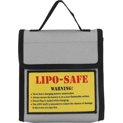 Sac de sécurité ignifuge pour batterie LiPo, protection anti-explosion à la maison, couleur grise.