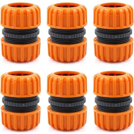 Kit de réparation de tuyau d'arrosage - 6 pièces pour raccorder 19 mm (3/4"), pour un raccordement facile et rapide ou un tuyau de réparation sans outils, jaune (1/5)