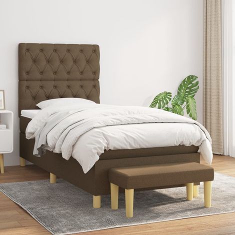 Boxspringbett mit Matratze Dunkelbraun 80x200 cm Stoff