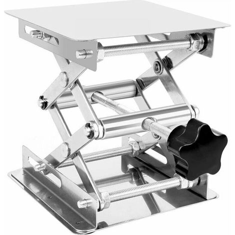 Table Élévatrice Laboratoire - Plateforme Acier Inoxydable - Hauteur Réglable 45 à 150 mm - 100 x 100 mm - Charge Max 10 kg