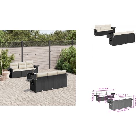 Salon de jardin 7 pcs avec coussins noir résine tressée - Ensemble Salon De Jardin - Meuble Extérieur - Jardin Design - Mobilier De Jardin - Chaise Lounge (1/3)