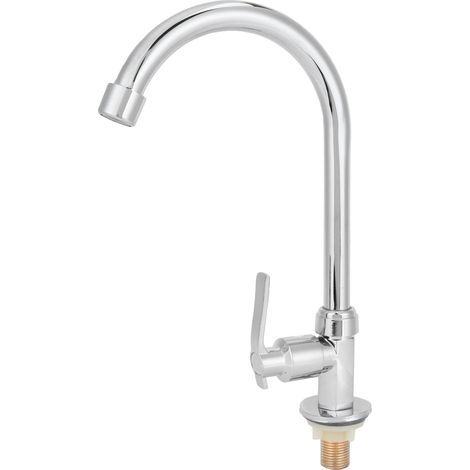 Robinet d'eau froide simple G1/2, cuisine domestique, lavabo, évier rotatif en acier inoxydable (1/5)