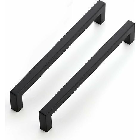 Juego de 10 tiradores negros de 192 mm para armarios – Acero inoxidable resistente a la corrosión – Tornillos incluidos para una instalación flexible – Para cocinas y cajones (1/5)