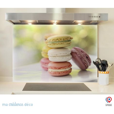 Fond de hotte : Macarons colorés - Verre trempé - 70 cm - 60 cm (1/5)