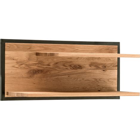 Wandboard Eiche massiv geölt FORST-64, mit umlaufendem Metallrahmen, B/H/T: ca. 80/35/26 cm (1/4)