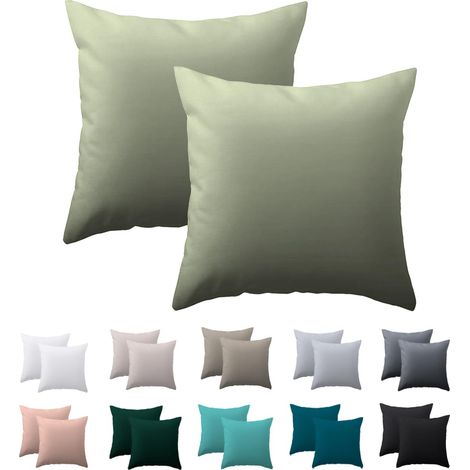 Lot de 2 housses de coussin 40 x 40 cm - Housse de oreiller 40x40 cm en microfibre vert sauge, 100% housse de coussin avec fermeture éclair, Doux et sans repassage (1/5)