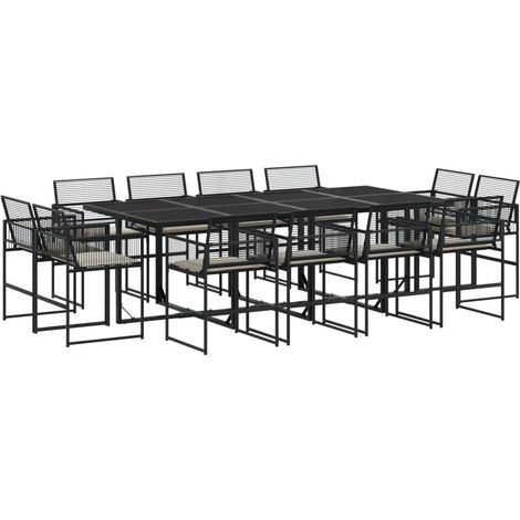 Maison Exclusive - 13-tlg. Garten-Essgruppe mit Kissen Schwarz Po