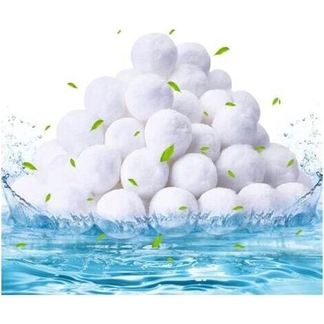 Balle filtrante Piscine 500g, remplace 28 kg de Sable filtrant, Boules filtrantes réutilisables, Boules filtrantes pour piscines, Aquariums, Convient à Divers Systèmes de Filtration, Blanc (1/5)