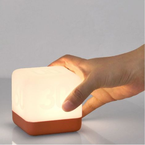 Veilleuse Cube à Rabat, décorative 2 Niveaux, USB rechargeable, 3000K blanc chaud, lampe de chevet pour bébé, chambre d'Enfant et bureau (orange) (1/5)