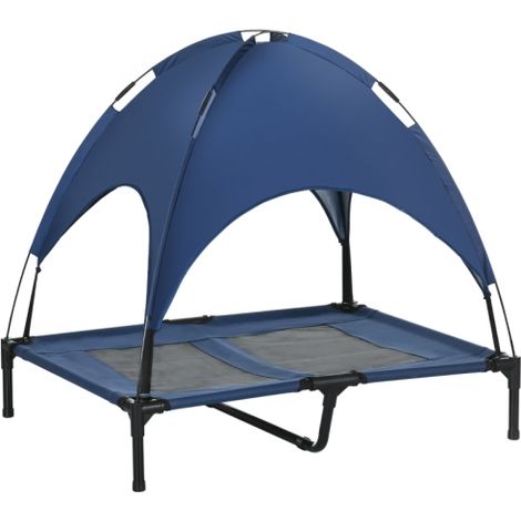 Elevated Waterproof Dog Bed with Breathable Mesh Canopy,UV Protection for Large Dogs,Size 92x76x90cm,Ideal for Outdoor Use.