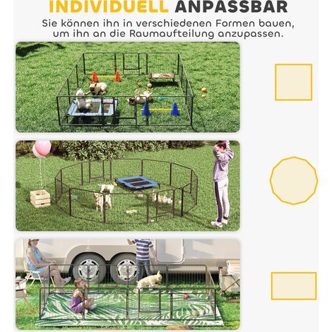 Enclos à chiots, parcours pour animaux, barrière de sécurité pour chien, 12 panneaux, usage intérieur et extérieur, gris (1/4)