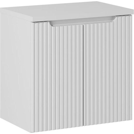 Ensemble Meuble Vasque 2 portes et Plateau Blanc L 60 x P 40 x H 59,5 cm - Astral Blanc - Livraison gratuite (1/5)