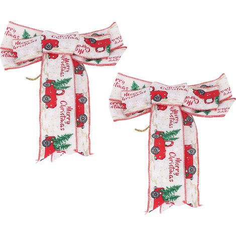 2 décorations de nœuds pour sapin de Noël, cime de sapin, décorations de porte et murales, décorations hivernales pour les fêtes de Noël (1/5)