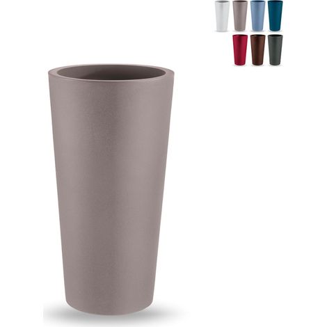 Veca – Vase haut rond Genesis gris tourterelle 85 cm – Résistant aux UV et aux chocs – Nettoyage facile – Pour intérieur et extérieur