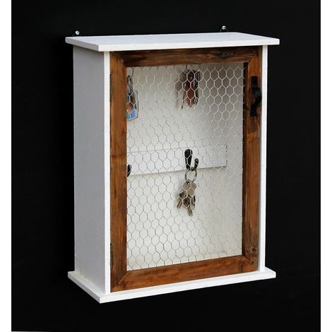 Schlüsselregal Holz Weiß Briefablage Wandregal Schlüsselkasten 12045 Regal 42 cm Vintage Shabby Landhaus Küchenregal
