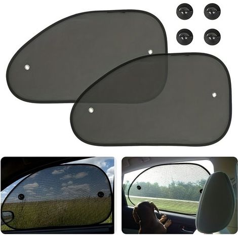 Set de 2 pare-soleil auto pour vitres latérales 65x38 cm, protection UV, compatibles plupart voitures (1/5)