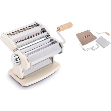 Imperia 4121 iPasta Classica Macchina per Pasta Manuale rullo 150 mm 6 spessori Duplex Tagliatelle Fettuccine colore Crema (1/4)