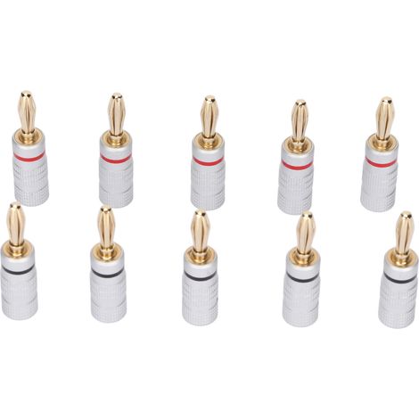 10 Pièces Connecteur Banane Audio 24k Or Double Vis pour Câbles Enceintes Home Cinéma (1/5)