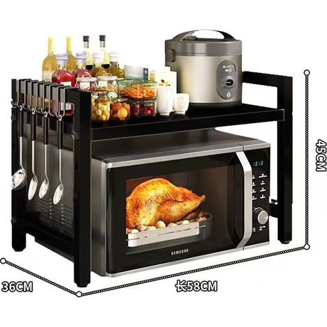 Étagère support micro-ondes pliable et mobile 58 x 45 x 36 cm (1/5)