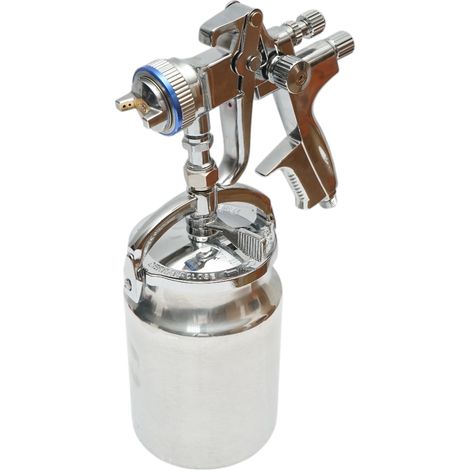 Pistola ad aria compressa per verniciatura a spruzzo, capacità 1000 ml, ugello 1,4 mm, portata 200 ml/min, pressione massima 4 bar. Breckner Germany (1/5)