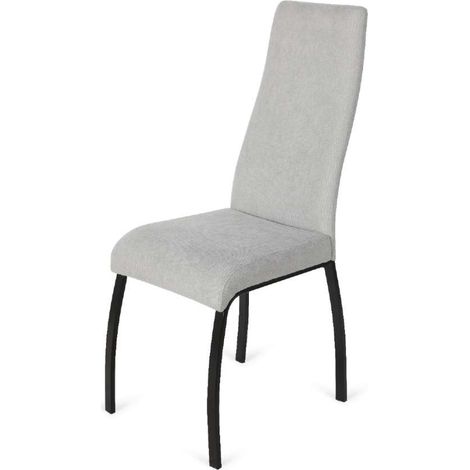 Pack de 4 sillas Dora tapizadas en tela piedra. 107 cm (alto) 45 cm (ancho) 55 cm (fondo). (1/2)