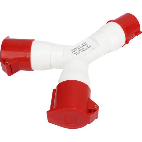 Prise industrielle en forme de Y, 1 entrée, 2 sorties, antidéflagrante, 4 conducteurs (2P, N et T), protection IP44 pour la production agricole (1/5)