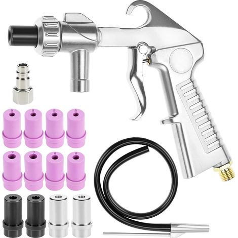 Air blasting gun kit, with 12 nozzles, rubber hose and quick coupling, for versatile cleaning applications (1/5)