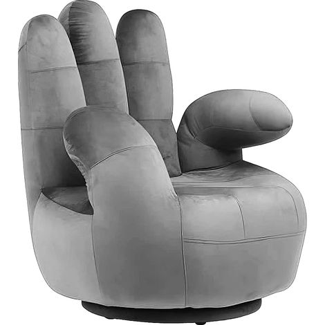 Poltrona a forma di mano girevole in velluto Antracite - CATCHY