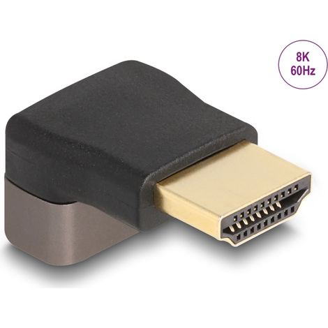 Delock Adaptador HDMI macho a hembra 90Â° acodado hacia arriba 8K 60 Hz gris metal