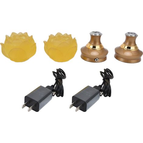 2x Lampe Lotus LED Bouddhiste avec Base en Alliage, Décor Coloré de Bouddha, Fournitures de Prière, Foi, Prise US 100-240V (1/5)