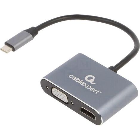 Adaptateur USB C 3.0 prise male D-Sub 15pin HD femelle HDMI femelle UHD 4K 3D 0.15m - Noir