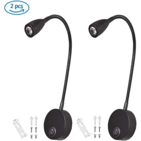 Lampe de lecture - Applique murale LED - Aluminium - Blanc froid 6000K - Nécessite 2 ampoules, petite veilleuse (1/4)