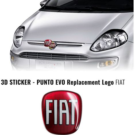 Adesivo Fiat 3D Ricambio Logo per Punto Evo - Confezione: ANTERIORE - Colore: COLOR