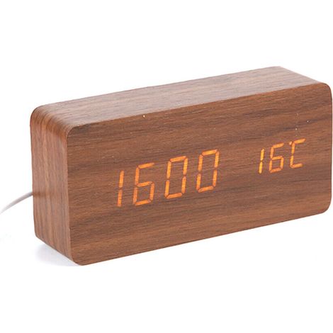Horloge De Table - Affichage Heure Date Température - Réveil 3 Sons - Mode Veille Vocal - Alimentation USB Ou Piles AAA - Pour Bureau Chambre Cuisine (1/5)