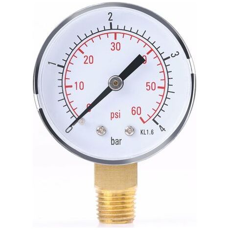 BUNTHAUS 1 PC Mini jauge de pression pour le mazout ou l'eau Manomètre à double échelle0 -4bar / 0-60psi NPT (1/5)