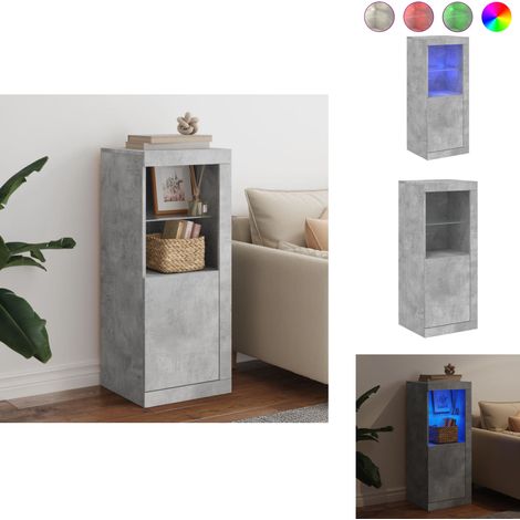 Buffet avec lumières LED gris béton 41x37x100 cm - Buffet Design Moderne - Meuble Rangement - Luminaire Led Rgb - Armoire Tv - Décoration Intérieur (1/5)