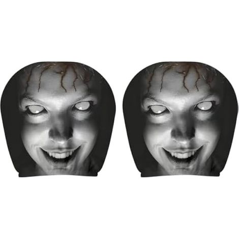 Housses d'appui-tête de voiture, appuie tete voiture, tissu polyester doux avec imprimé de dessin animé amusant, protection pour appuie-tête de siège de voiture(E-1Pair) (1/4)