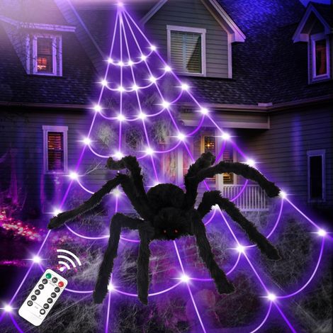 Deco Halloween Exterieur, Toile d'araignée 135LED pour l'extérieur, Décoration pour une installation facile (1/5)