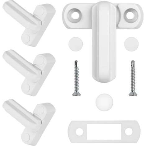 4PCS - Poignée De Fenêtre - Verrou De Sécurité - En Alliage D&39aluminium - Rotation 180° Pour Portes Et Placards - Blanc - 8x3,6x1,9cm