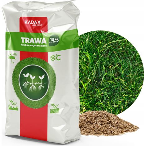 Kadax – Semences de gazon universelles épaississement rapide 15kg – Résistantes au piétinement – Surface couverte 600m² – Pour sols sablo-argileux - 600M2 (1/5)