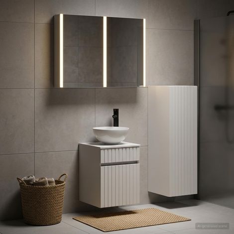 vidaXL Bathroom Furniture Set 4 pcs White Engineered Wood and Glass (1/5)