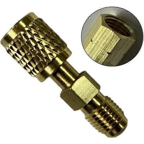 Adaptateur en laiton pour réfrigérants R32 et R454B, filetage inversé 1/4" femelle vers mâle