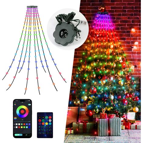 Randaco LED Lichterkette Baum Deko Smart mit Fernbedienung App Steuerung 2m 160 LEDs Weihnachtsbaum Baummantel Bunt (1/5)