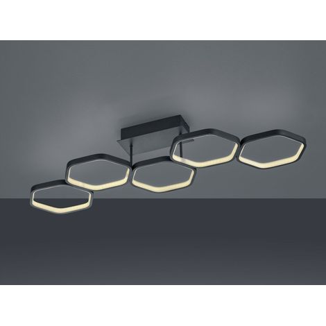 Futuristische Ring LED Deckenleuchte VIGO Anthrazit dimmbar, Länge 90cm (1/7)
