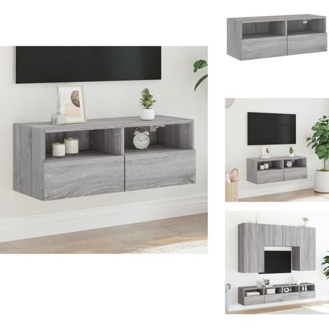 Meuble TV mural sonoma gris 80x30x30 cm bois d'ingénierie - Armoire Tv Murale - Meuble Tv Suspendu - Meuble Tv Design - Rangement Tv - Meuble Tv Moderne (1/5)