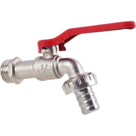 Robinet Exterieur Jardin 1/2, Robinet Antigel, Entrée 1/2 Pouce et Sortie 3/4 Pouce, Robinet pour Réservoir d'Eau, Robinet Étanche en Laiton, pour Arrosage, Machine à Laver, Connexions Extérieures
