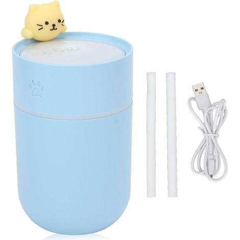 Mini humidificateur USB 260 ml en forme de dessin animé - Bleu, silencieux, double mode, atomisation nanométrique intermittente/continue, hydrate la peau (1/5)