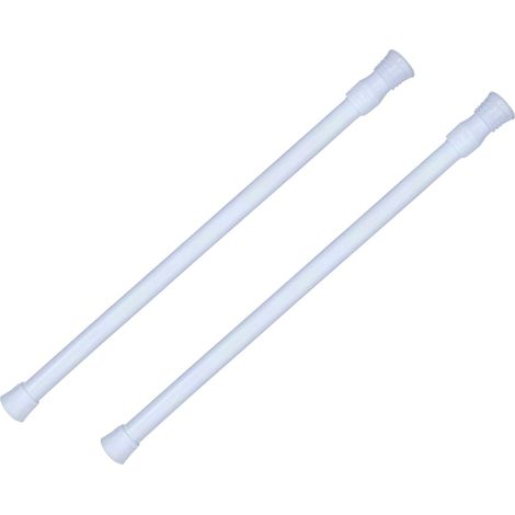 2 Pièces Barre Extensible Sans Perçage 30-50 cm Barre Rideau Extensible, Tringle Extensible Entre 2 Murs avec Ressort pour Fenêtres, Armoires, Placards à Chaussures, Penderies, étagères (Blanc) (1/5)