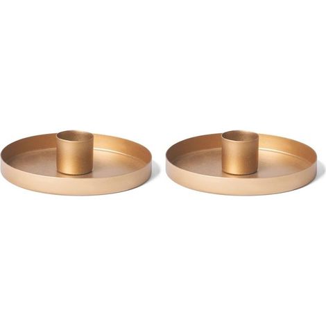 Lot de 2 chandeliers ronds or mat 6 cm, couronne de l'Avent